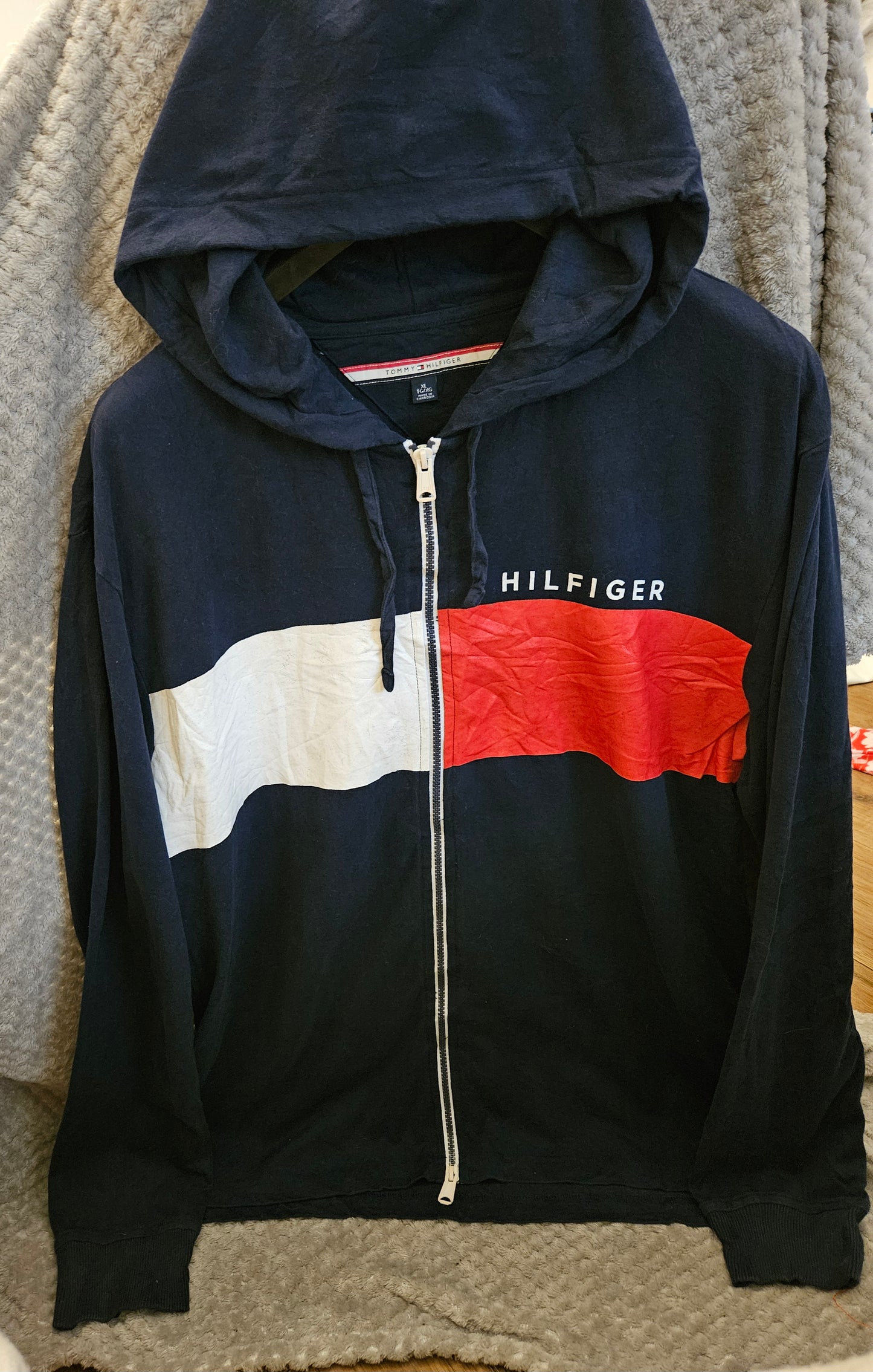 Womens tommy hilfiger vintage full zip hopdie jumper XL