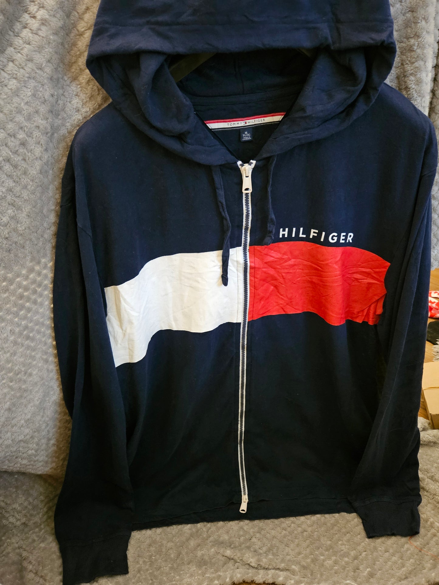 Womens tommy hilfiger vintage full zip hopdie jumper XL